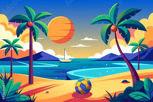 beach volleyball sport background is tree