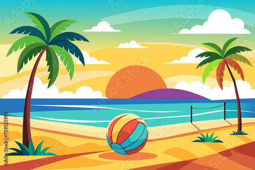 beach volleyball sport background is tree