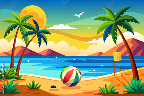 beach volleyball sport background is tree