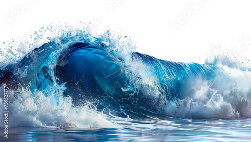 Curling blue ocean wave, cut out - stock png.