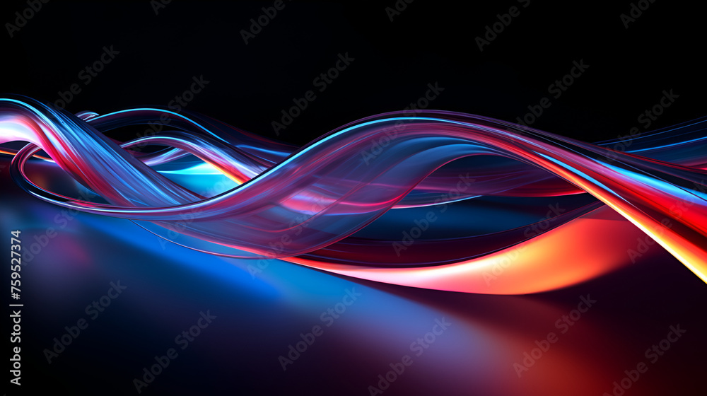 Naklejka premium Abstract futuristic background with gold pink blue glowing neon