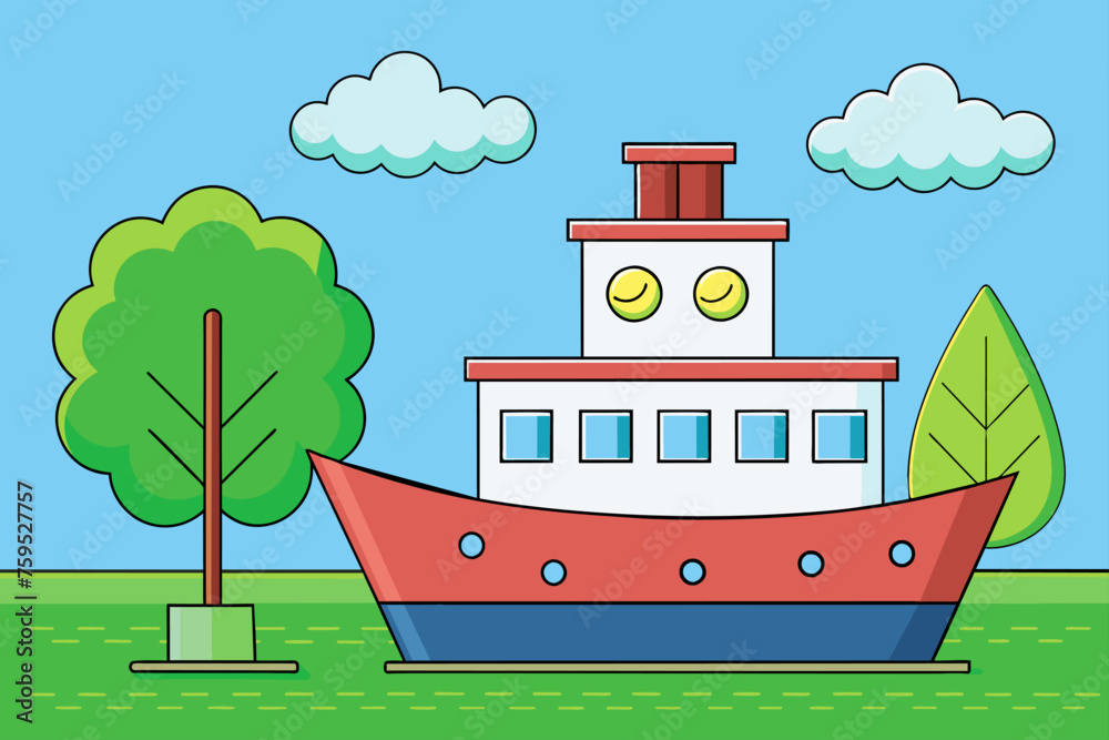 Obraz premium boat cute background is tree