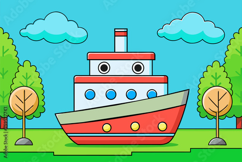 boat cute background is tree