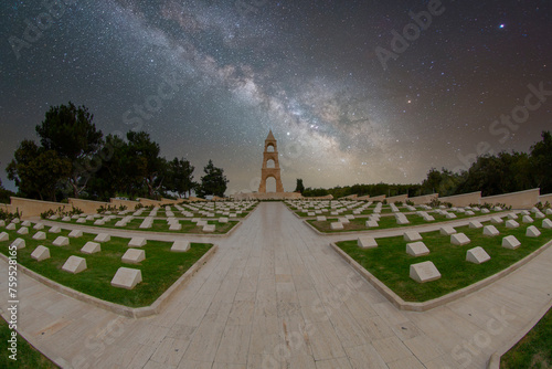 Çanakkale Martyrs' Memorial military cemetery is a war monument commemorating approximately Turkish soldiers who participated in the Battle of Gallipoli. photo