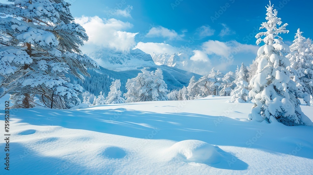 Beautiful scenery in the snowy