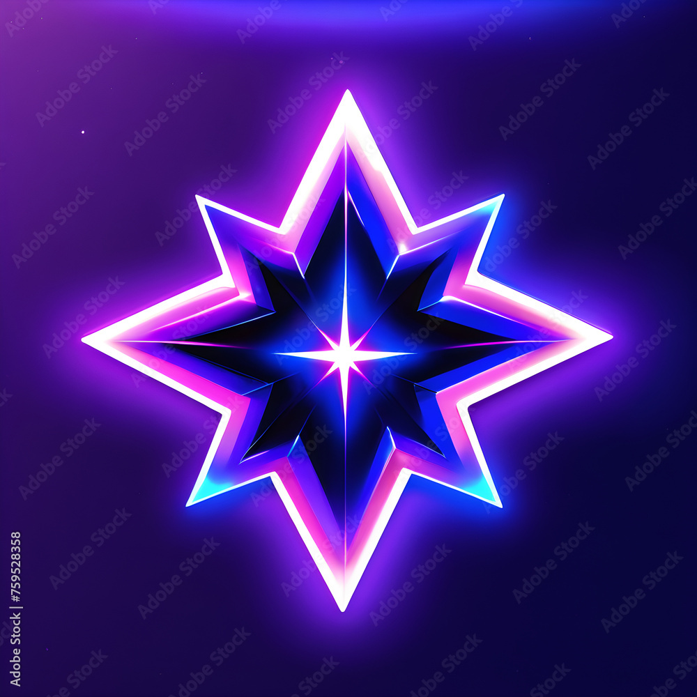 Royal Luminescence: Exploring the Artistry of Purple Neon Stars(Generative AI)