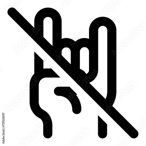 No rock hand icon in outline style. Simple gesture vector illustration — pixel-perfect icon.