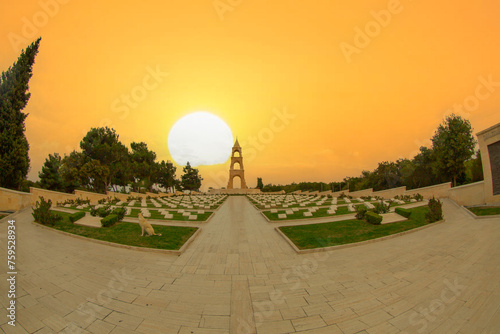 Çanakkale Martyrs' Memorial military cemetery is a war monument commemorating approximately Turkish soldiers who participated in the Battle of Gallipoli. photo