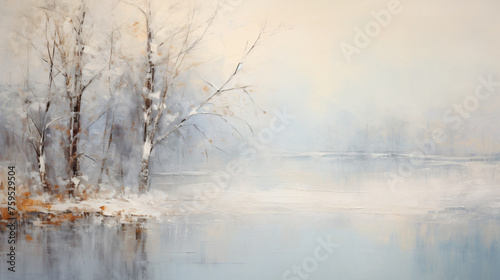 Winter abstract oil painting wallpaper 