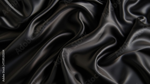 Lustrous blue satin fabric with elegant wave textures, perfect for backgrounds or fashion design elements.