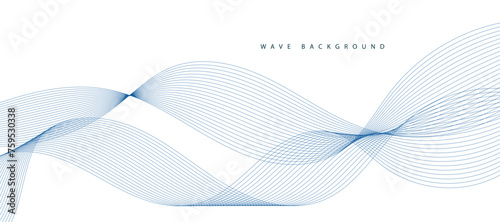 Abstract vector background with blue wavy lines. Blue lines vector illustration. Curved wave. Abstract wave element for design.