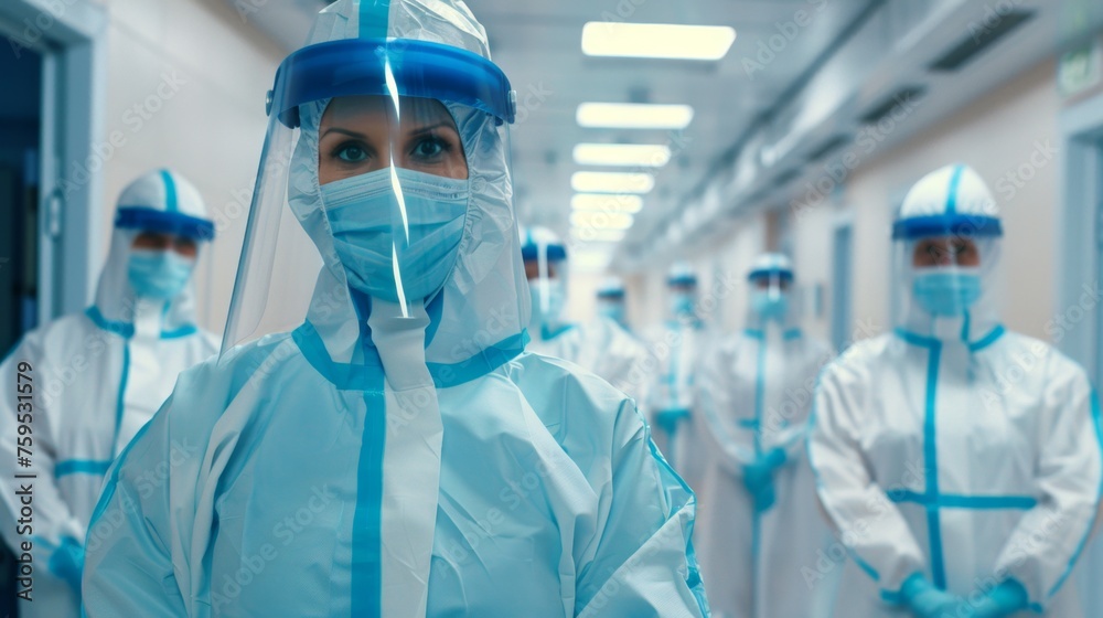 Female Healthcare Worker in Protective Gear, Hospital Staff