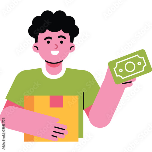 Pay cash while receiving delivery. Shopping online concept.