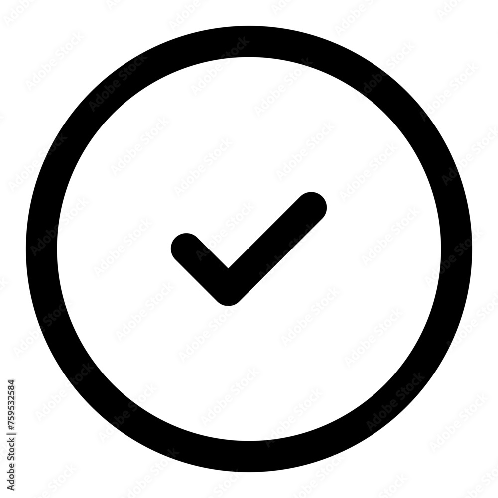 Checkmark circle icon in outline style. Simple tick vector — pixel-perfect icon. Checkmark circle icon in outline style. Simple tick vector — pixel-perfect icon.