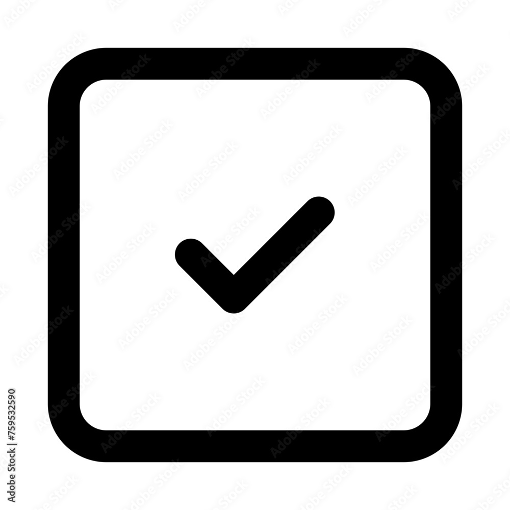 Checkbox icon in outline style. Simple tick vector — pixel-perfect icon. Checkbox icon in outline style. Simple tick vector — pixel-perfect icon.