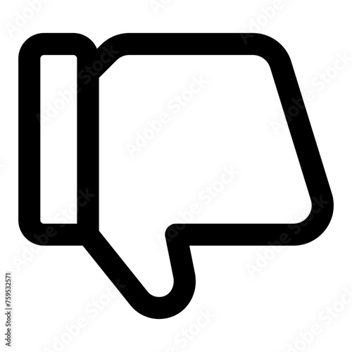 Thumb-down icon in outline style. Simple dislike vector — pixel-perfect icon.