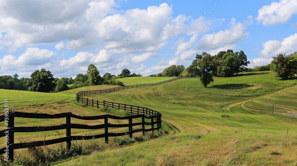 Serpentine Horse Barrier Writhes Across Countryside in Kentucky.