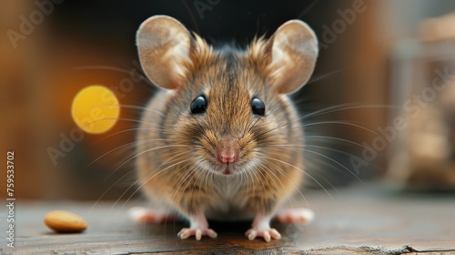 Brown Mouse Sitting on Wooden Floor