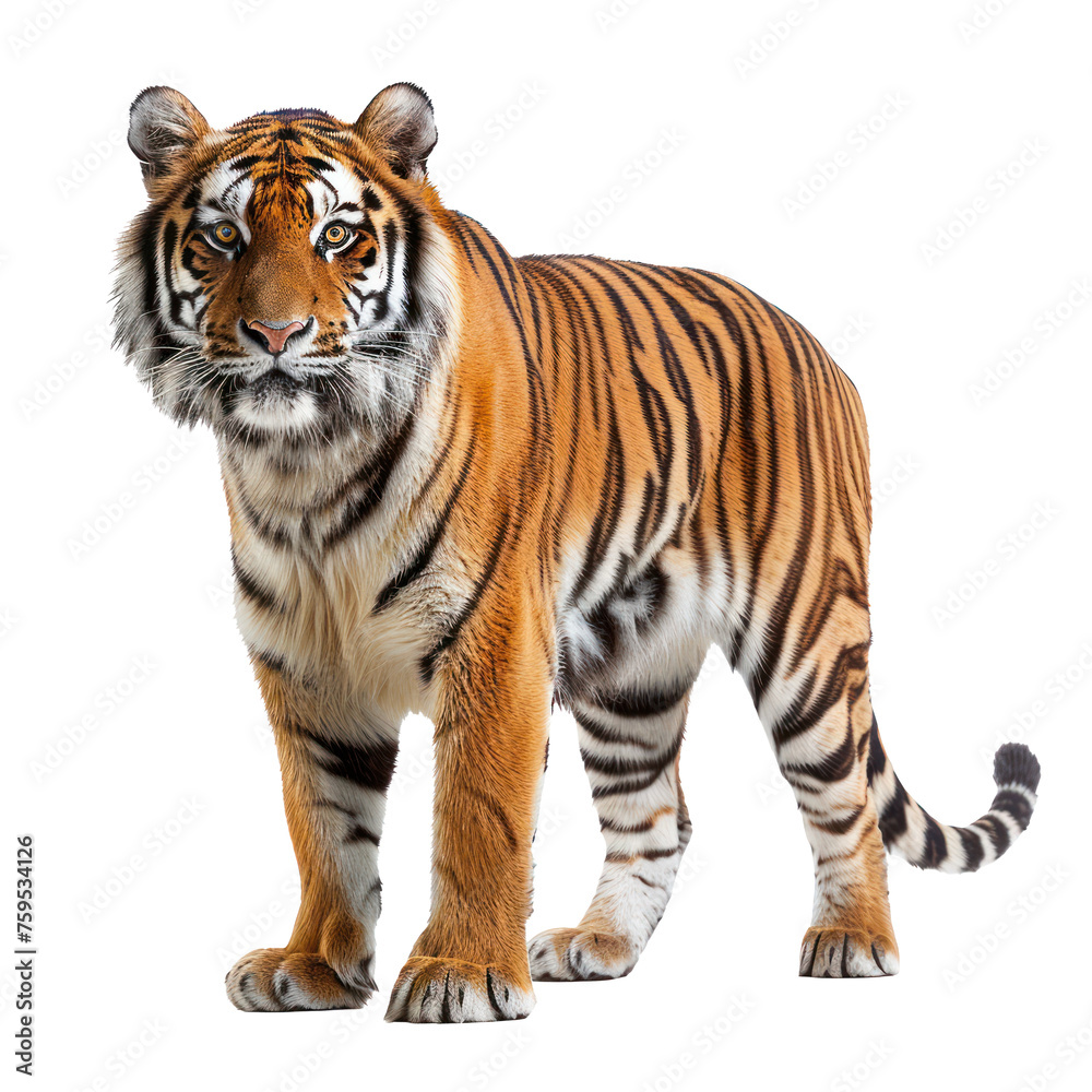 Fototapeta premium Tiger White background Isolate full body