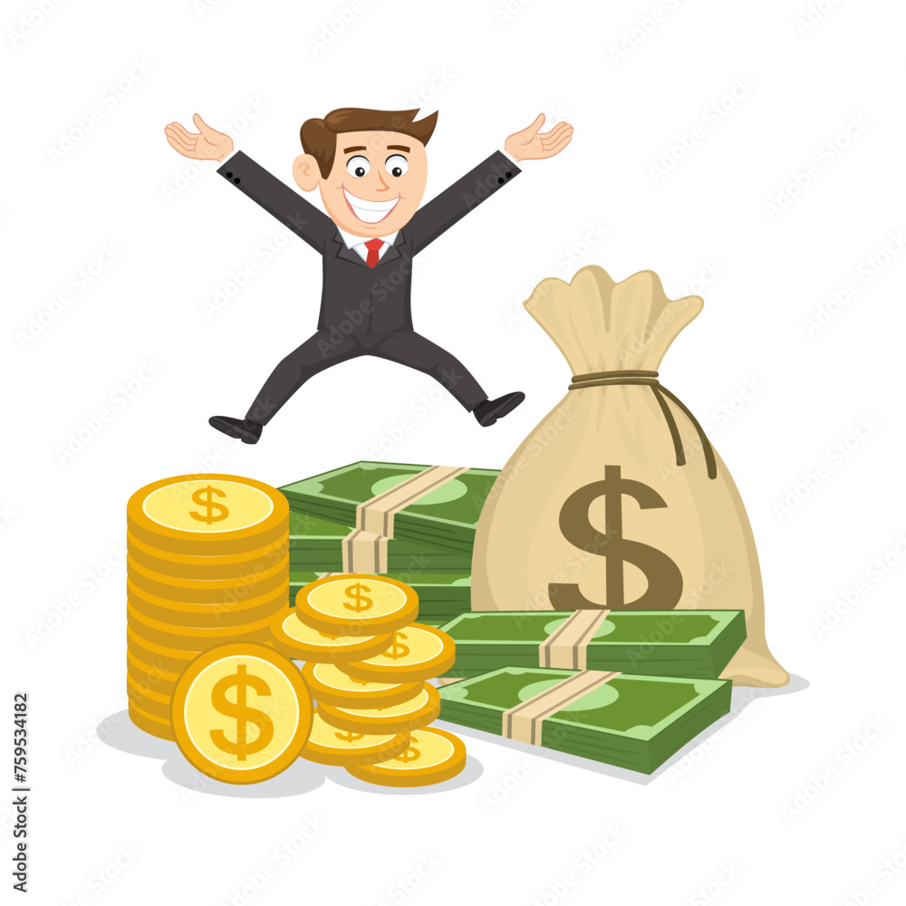 Businessman jumping with happy on money. business income success concept,
Flat, Poster, Vector, Illustration, Cartoon, EPS10. Businessman jumping with happy on money. business income success concept,
Flat, Poster, Vector, Illustration, Cartoon, EPS10.