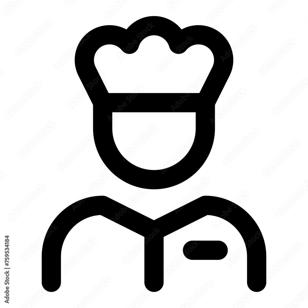 Chef icon in outline style. Simple kitchen vector — pixel-perfect icon.