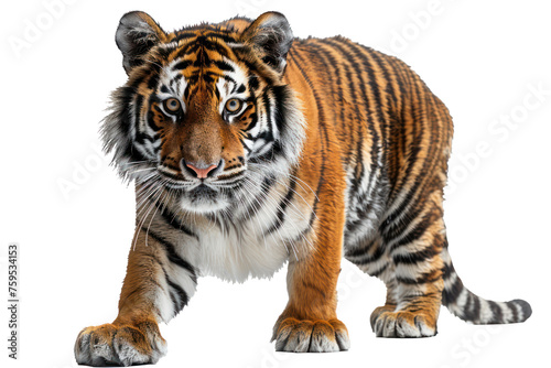 Tiger White background Isolate full body