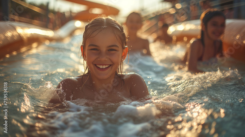 portrait of a womanl in a water park. active lifestyle concept