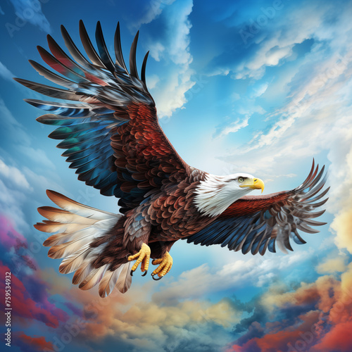 a bald eagle flying in the sky