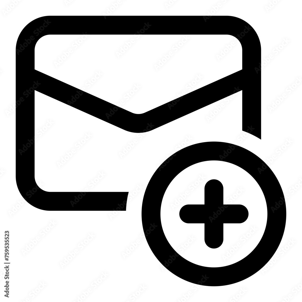 Obraz premium Add email icon in outline style. Simple message vector — Pixel-perfect icon.