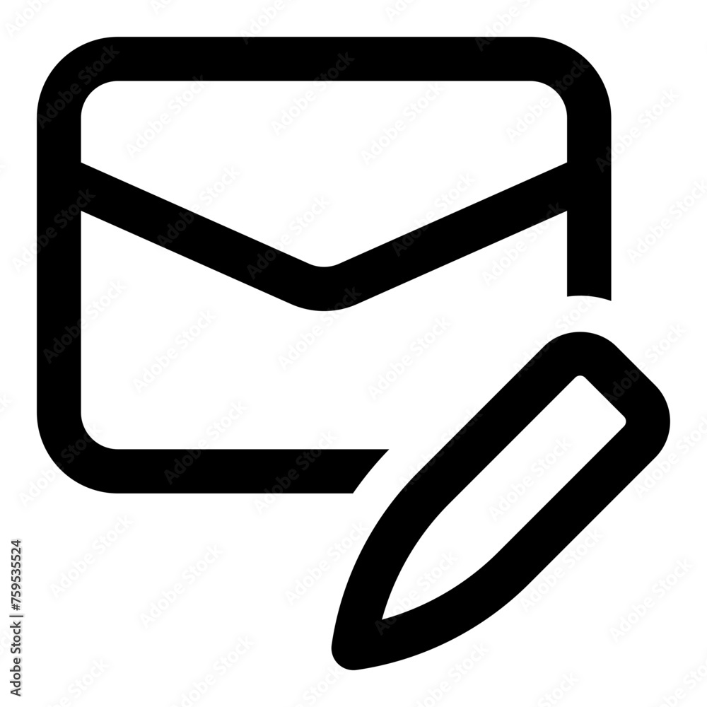 Write mail icon in outline style. Simple message vector — Pixel-perfect icon.