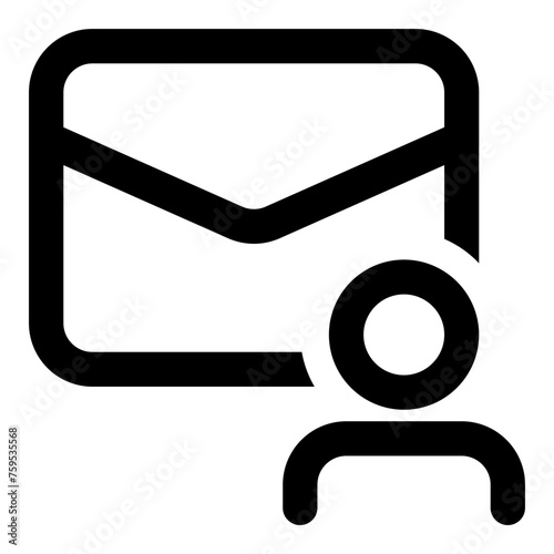 Mail user icon in outline style. Simple message vector — Pixel-perfect icon.