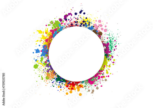 丸いカラフルなペンキしぶき（インク飛び散り）フレーム