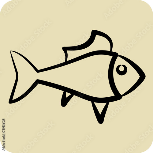 Icon Guppy. related to Sea symbol. hand drawn style. simple design editable. simple illustration photo