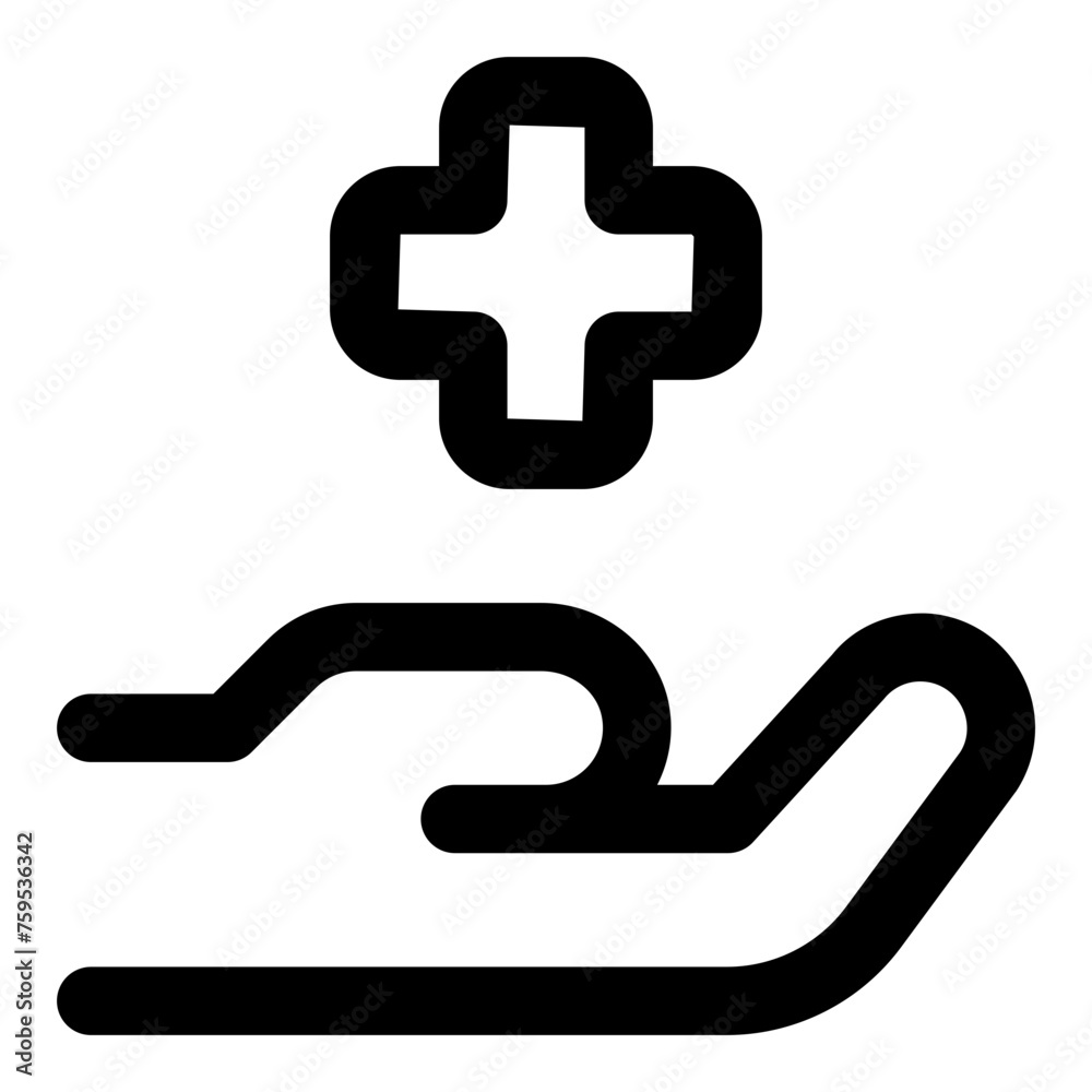 Hand ask medical icon in outline style. Simple plus symbol vector illustration — pixel-perfect icon. Hand ask medical icon in outline style. Simple plus symbol vector illustration — pixel-perfect icon.