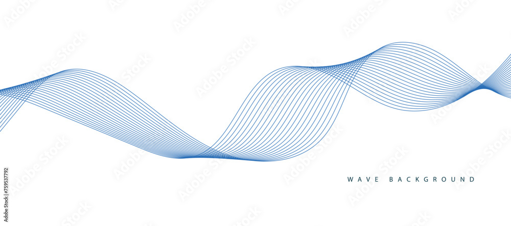 Fototapeta premium Abstract vector background with blue wavy lines. Blue lines vector illustration. Curved wave. Abstract wave element for design.