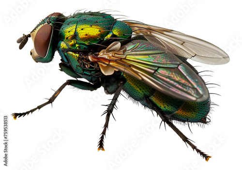 Detailed green bottle fly, cut out - stock png. photo