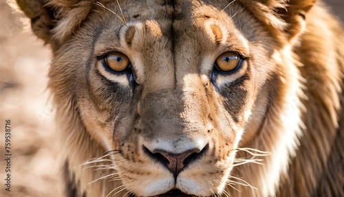 Majestic Gaze: Lion’s Portrait in Sunlit Splendor