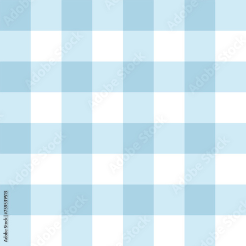Gingham check plaid pattern in sky blue. Can be used for wallpaper, wrapping paper, tablecloth, cards, patterns for clothes and other. Vector illustration.