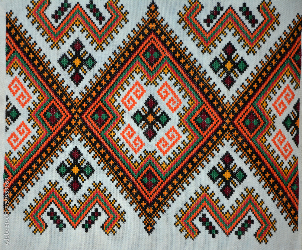 Samples of Ukrainian national embroidery.