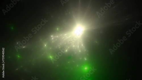 grün schimmernde hell leuchtende Sterne im Weltall, Universum photo