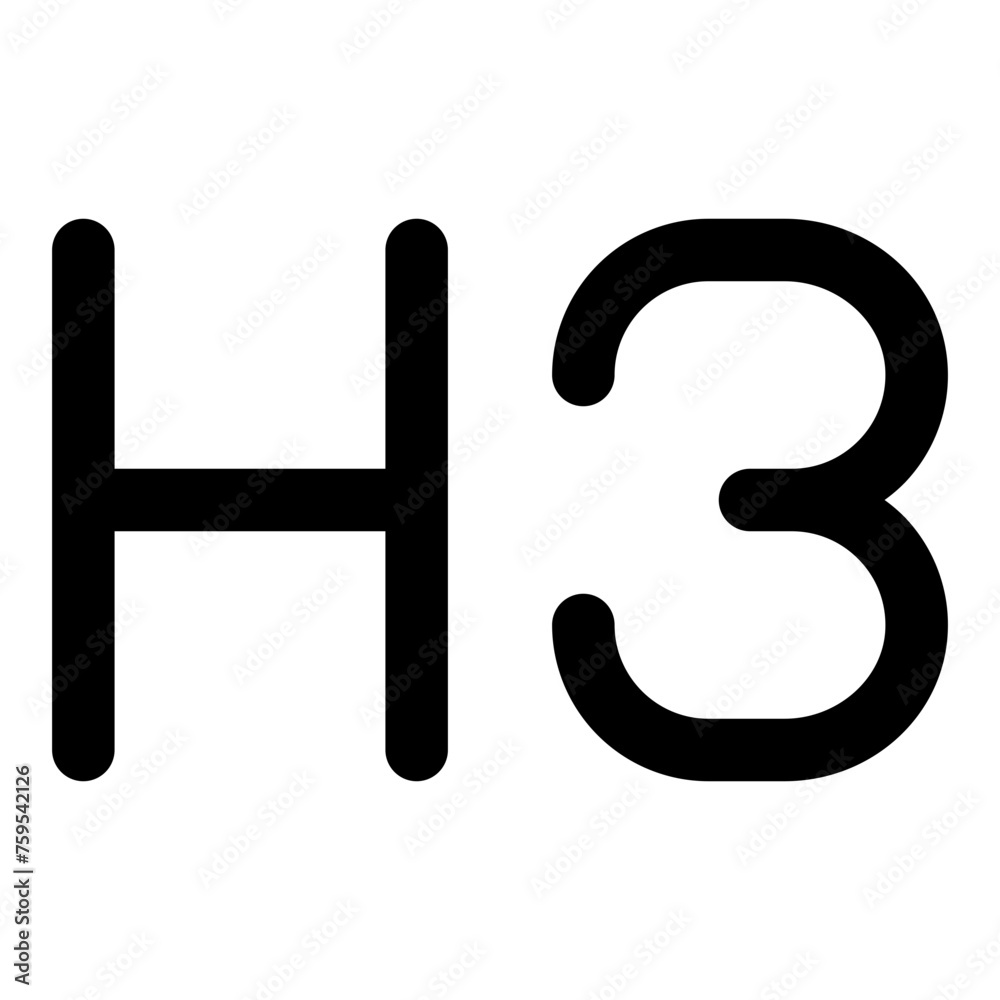 H3 icon in outline style. Simple text formatting vector illustration — pixel-perfect icon. H3 icon in outline style. Simple text formatting vector illustration — pixel-perfect icon.