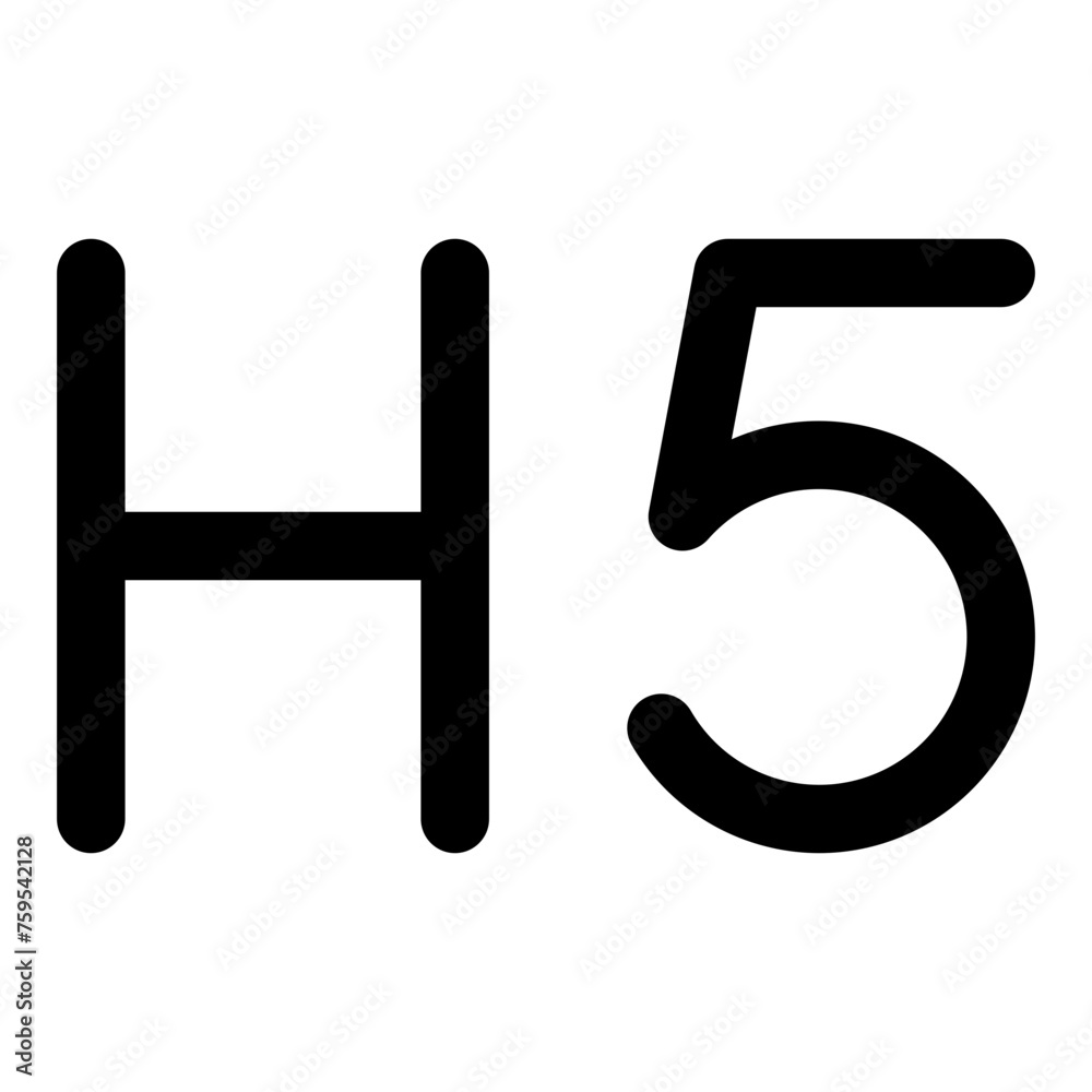H5 icon in outline style. Simple text formatting vector illustration — pixel-perfect icon.