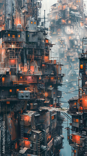 A city built entirely from scrap metal, with a rugged, industrial aesthetic. mobile phone wallpaper