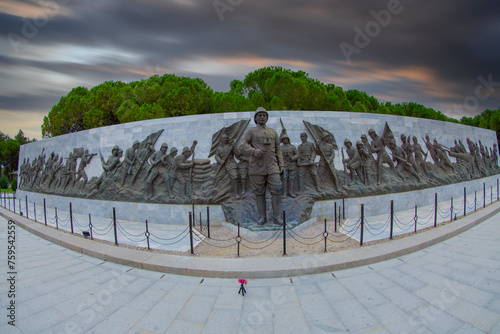 Çanakkale Martyrs' Memorial military cemetery is a war monument commemorating approximately Turkish soldiers who participated in the Battle of Gallipoli. photo