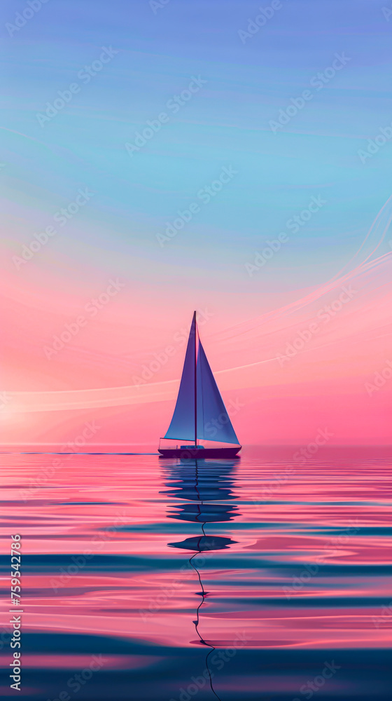 A sailboat that sails on a sea of spirit, gliding effortlessly across its surface. mobile phone wallpaper