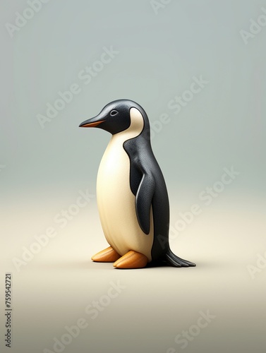 A sleek penguin chess piece its black and white plumage rendered in exquisite detail