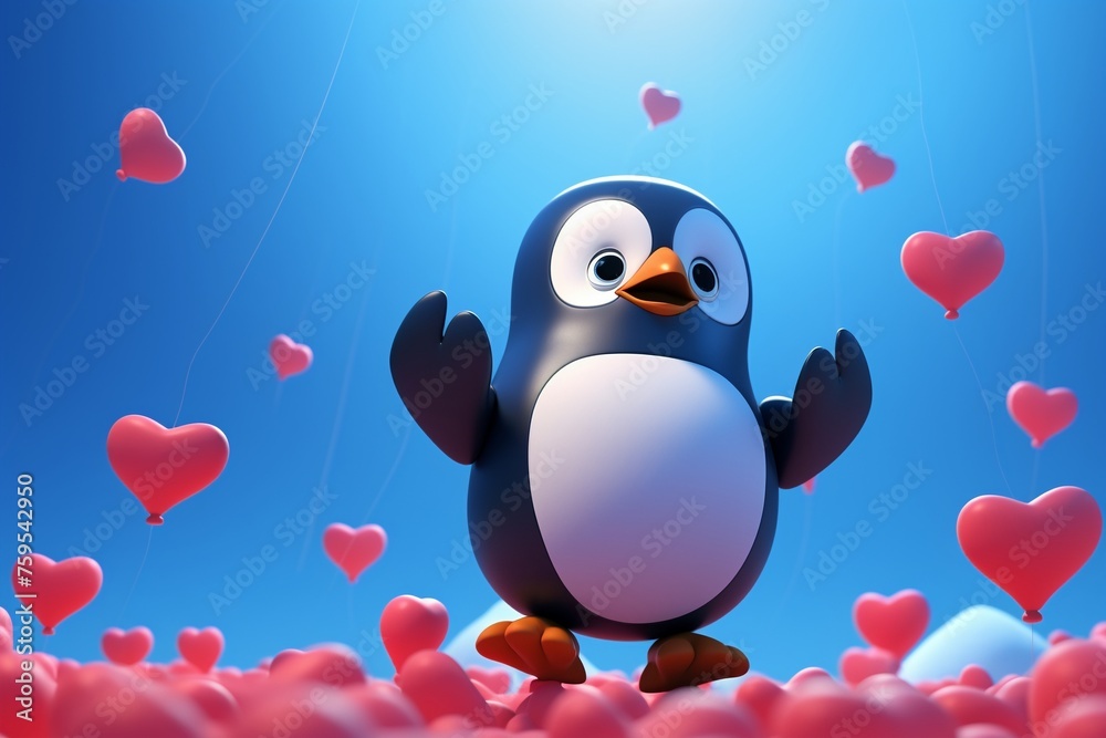 Penguin Cupid with a quiver spreading love in the Antarctic Penguin Cupid with a quiver spreading love in the Antarctic