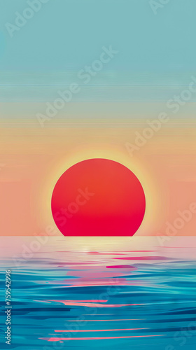 The blazing sun against a clear blue sky, signaling the arrival of summer, mobile phone wallpaper