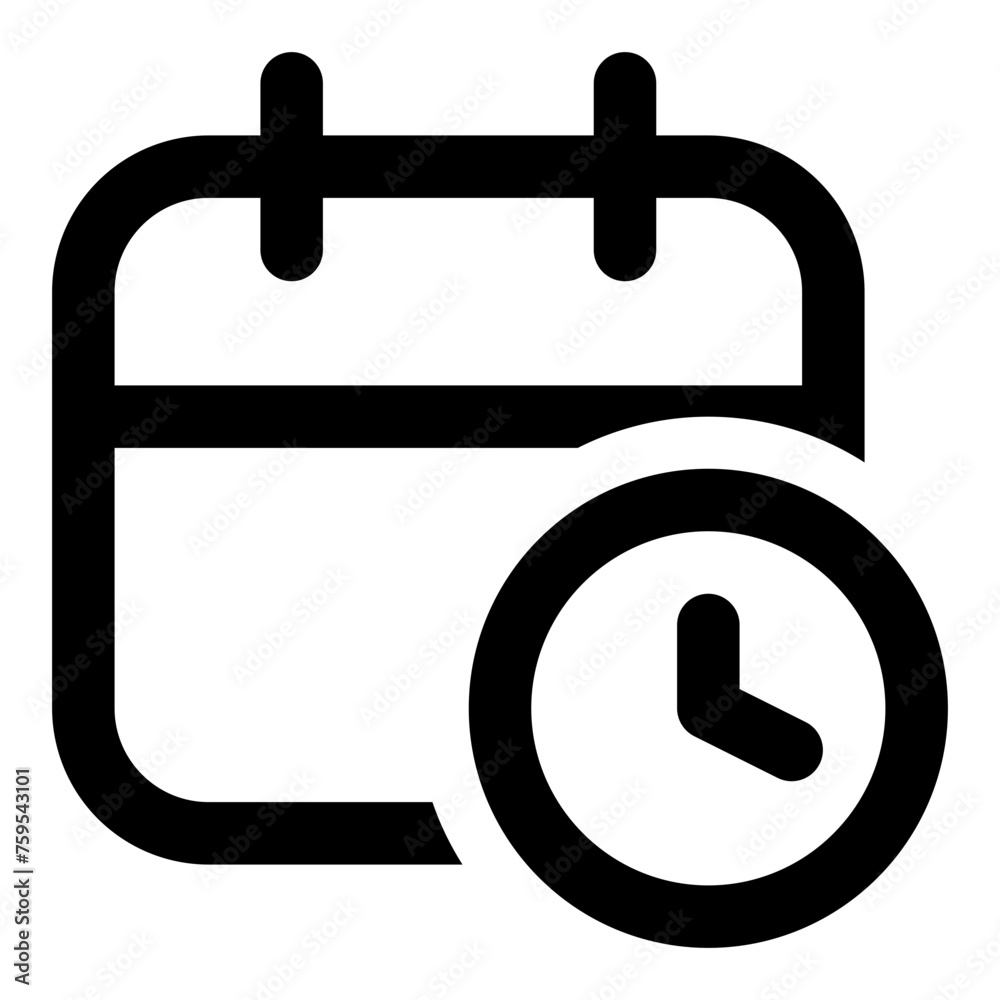 Calendar clock icon in line style. Simple date vector — Pixel perfect icon. Calendar clock icon in line style. Simple date vector — Pixel perfect icon.