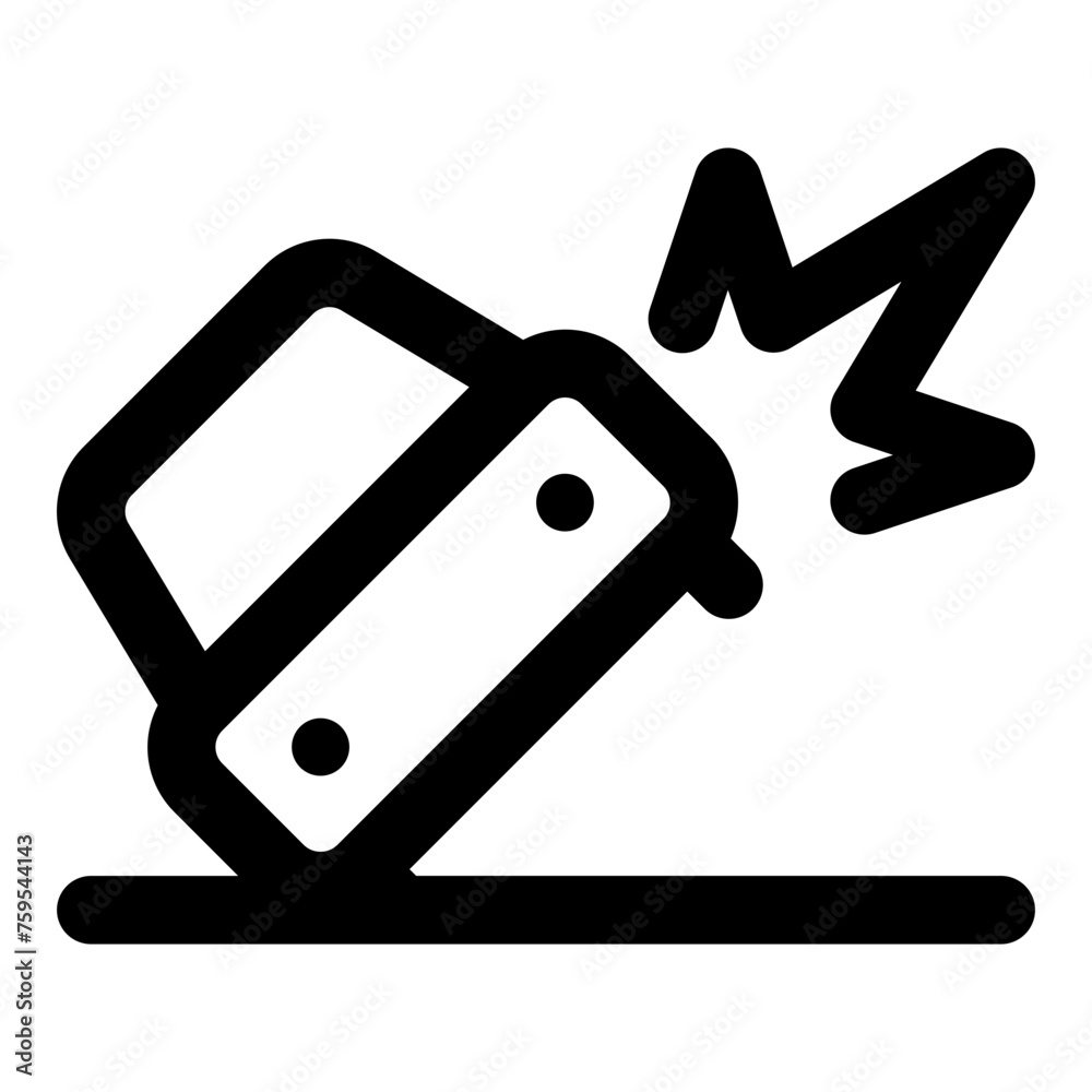 Icon of a car with explosion in outline style vector. Use for web, app, mobile design, infographic, etc Icon of a car with explosion in outline style vector. Use for web, app, mobile design, infographic, etc